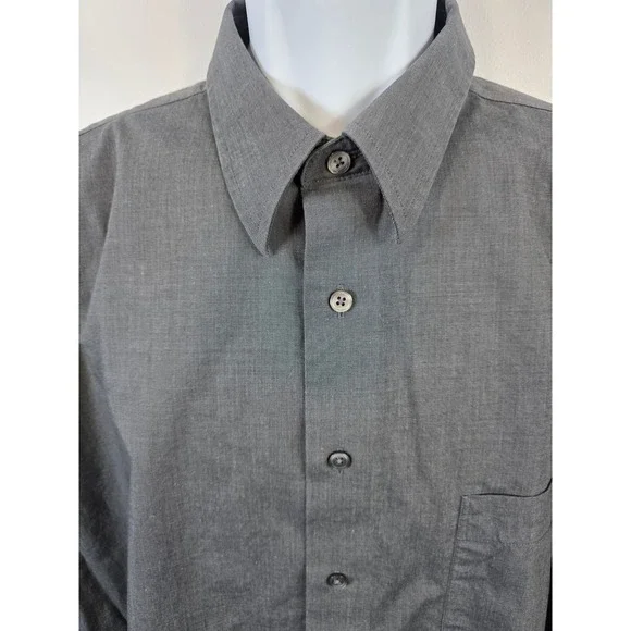 Eddie Bauer Mens Tall XL Wrinkle Resistant Dress Shirt Charcoal Long Sleeve/A253 - Picture 5 of 7